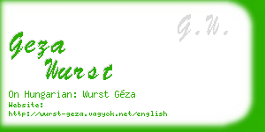 geza wurst business card